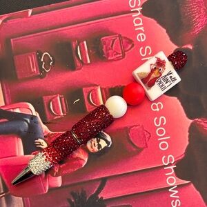 Red and White Beaded Pen